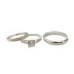 Dúo de anillos de matrimonio con circonia en plata italiana 925 – Estilo clásico