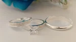Dúo de anillos de matrimonio con circonia en plata italiana 925 – Estilo moderno