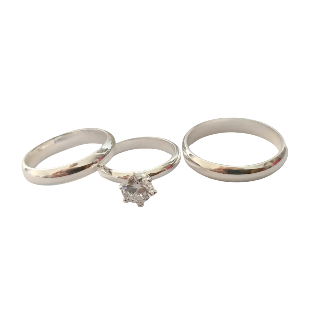 Dúo de anillos de matrimonio en plata 925 con circonia – Diseño elegante Dúo de anillos de matrimonio en plata 925 con circonia – Diseño elegante