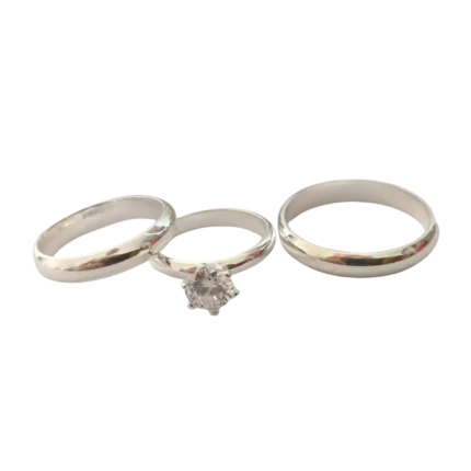 Dúo de anillos de matrimonio en plata 925 con circonia – Diseño elegante