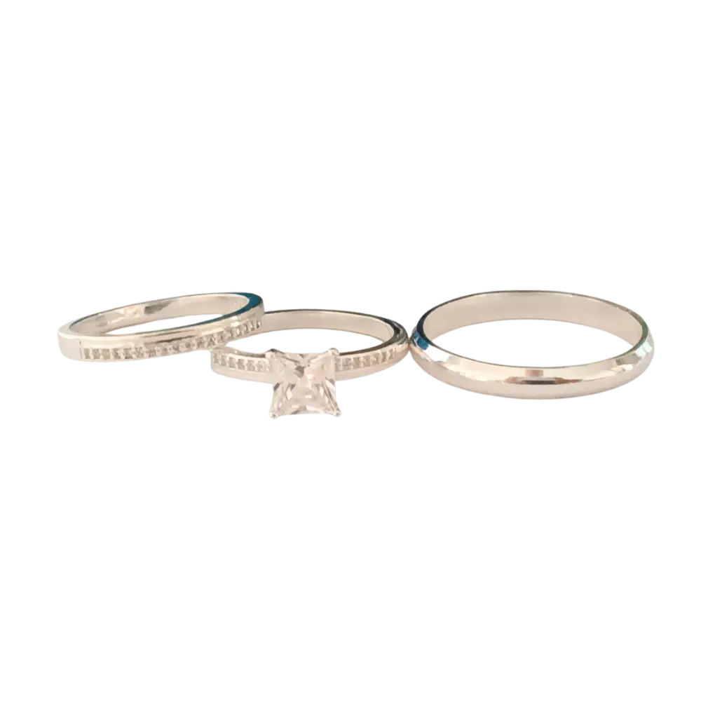Dúo de anillos de promesa con circonia en plata italiana 925 – Estilo elegante Dúo de anillos de promesa con circonia en plata italiana 925 – Estilo elegante