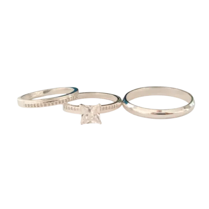 Dúo de anillos de promesa con circonia en plata italiana 925 – Estilo elegante