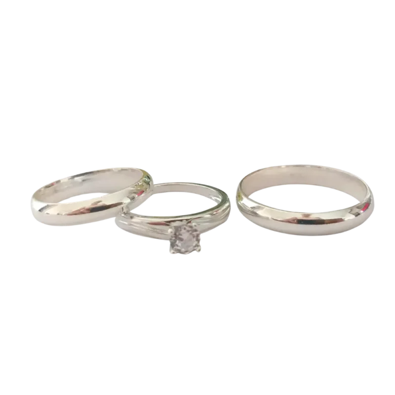 Dúo de anillos de promesa en plata 925 con circonia – Diseño fino