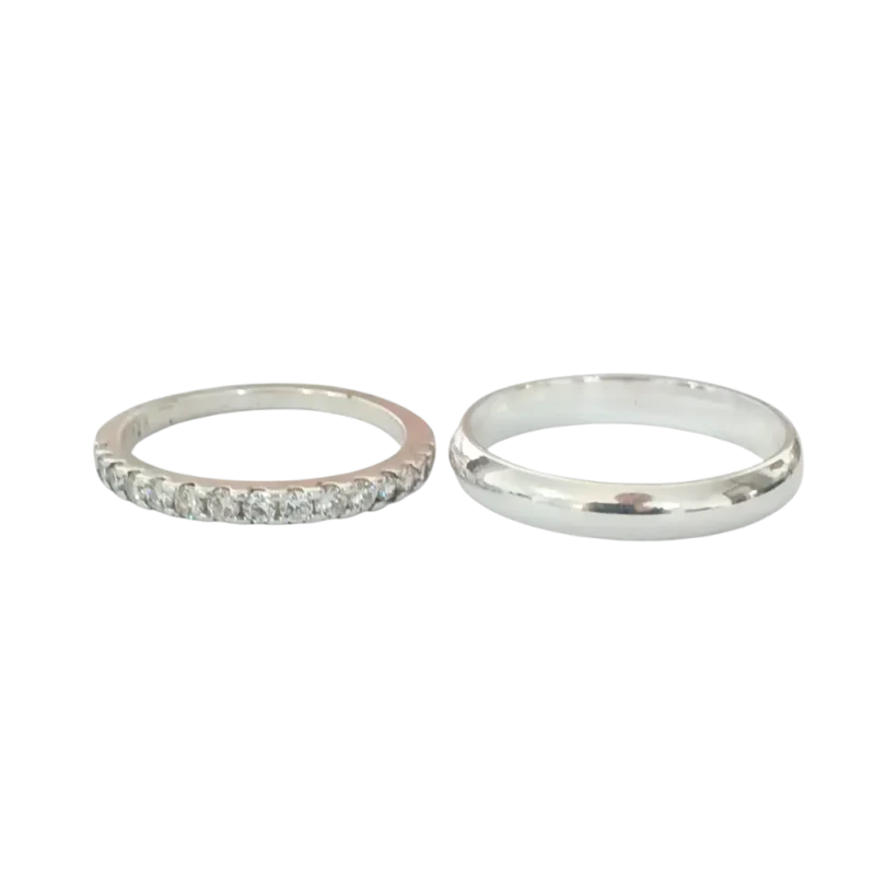 Trío de anillos de compromiso con circonia en plata 925 con baño de oro – Diseño elegante