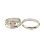 Trío de anillos de compromiso con circonia en plata 925 – Estilo moderno