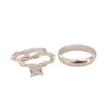 Trío de anillos de matrimonio con circonia en plata 925 – Acabado brillante