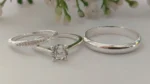 Trío de anillos de matrimonio con circonia en plata 925 – Estilo elegante