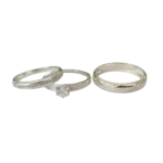 Trío de anillos de matrimonio con circonia en plata 925 – Estilo elegante