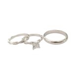 Trío de anillos de matrimonio con circonia en plata italiana 925 – Diseño clásico