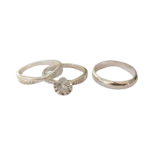 Trío de anillos de matrimonio con circonia en plata italiana 925 – Estilo exclusivo