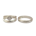 Trío de anillos de matrimonio en plata italiana 925 con circonia – Estilo moderno