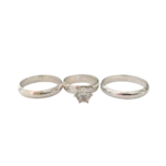 Trío de anillos de matrimonio en plata italiana 925 con circonia – Estilo fino (2)