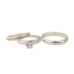 Trío de anillos de promesa con circonia en plata 925 – Diseño fino