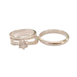 Trío de anillos de promesa con circonia en plata 925 – Estilo moderno