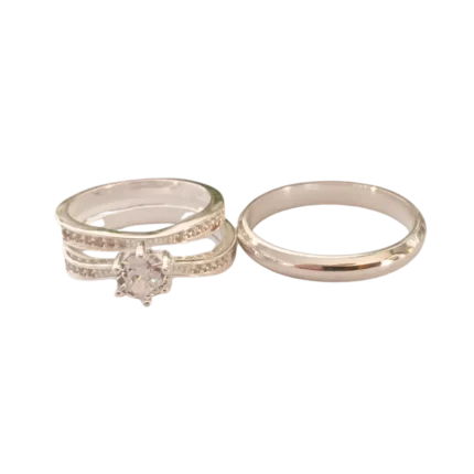 Trío de anillos de promesa con circonia en plata 925 – Estilo moderno