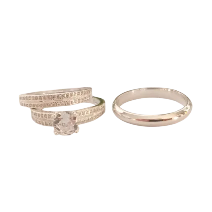 Trío de anillos de promesa en plata italiana 925 con circonia – Acabado brillante