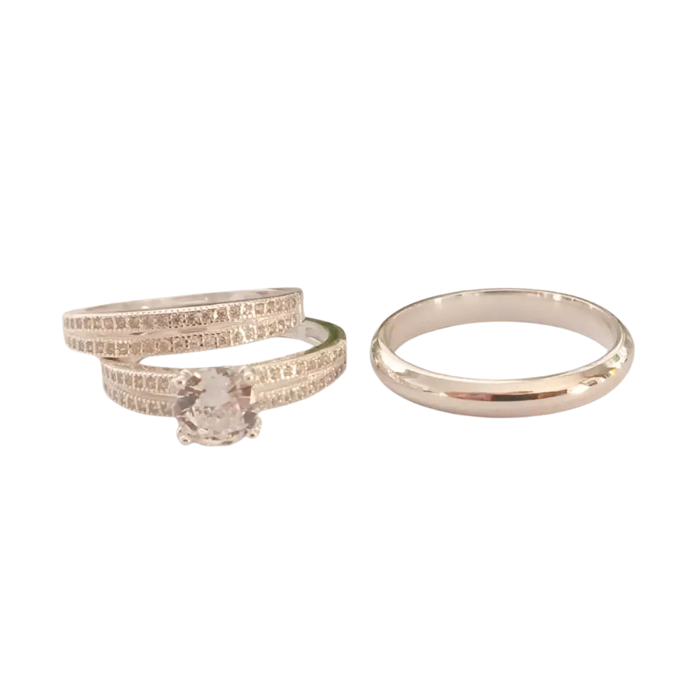 Trío de anillos de promesa en plata italiana 925 con circonia – Acabado brillante Trío de anillos de promesa en plata italiana 925 con circonia – Acabado brillante