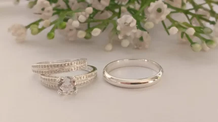 Trío de anillos de promesa en plata italiana 925 con circonia – Acabado brillante