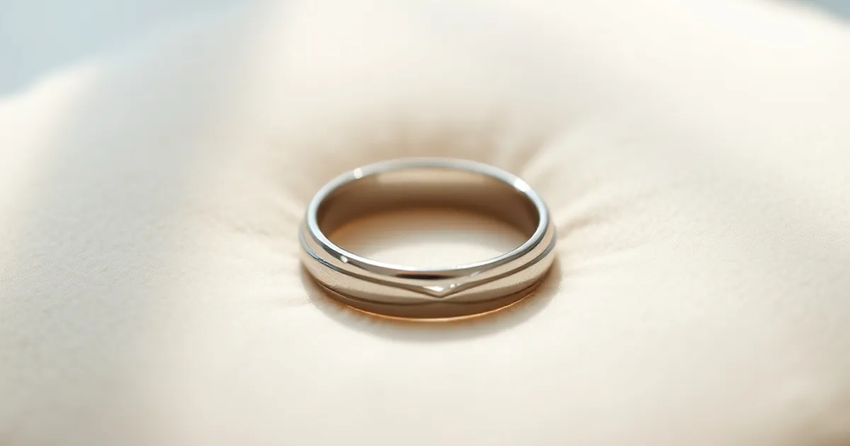 Anillo de matrimonio en plata sobre superficie de terciopelo elegante