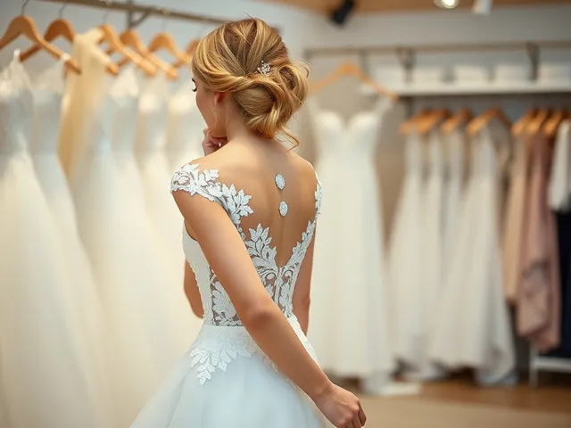 Novia probándose un vestido de boda en una tienda
