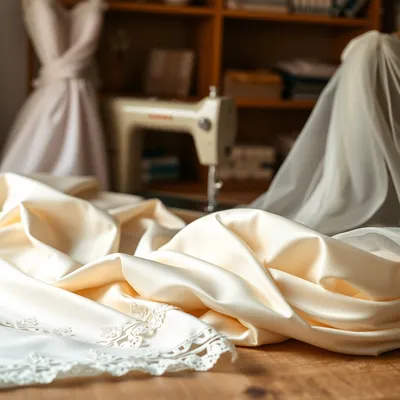 Muestras de telas de alta calidad para vestidos de novia.