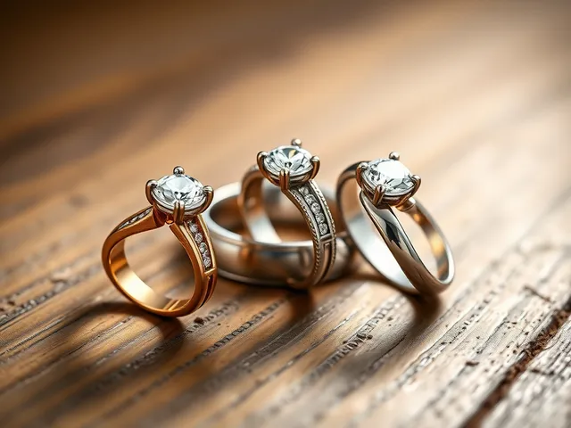 Tres anillos de compromiso de oro, platino y acero inoxidable