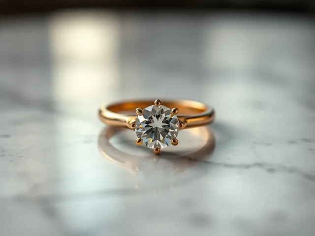 Primer plano de un anillo de compromiso de oro con diamante