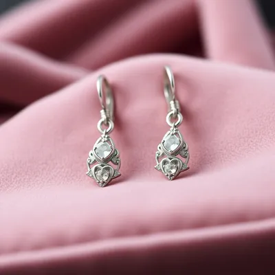 Pendientes de plata exhibidos sobre superficie de terciopelo