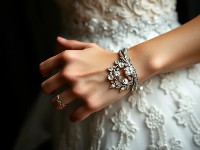 Pulsera de plata en la muñeca de una novia