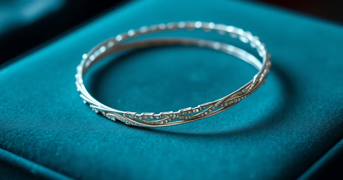 Pulsera de plata elegante sobre superficie de terciopelo